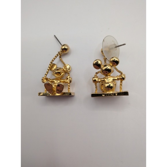 Gold Toned Disney Mickey Mouse Swing Earrings‎ - Picture 3 of 3